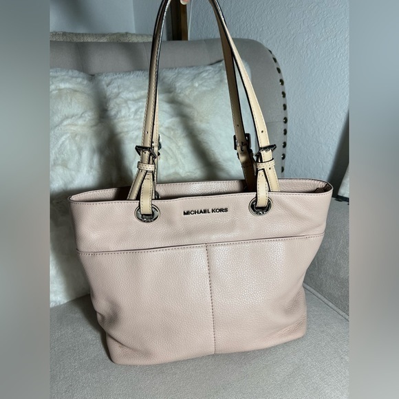 Pre-Owned Michael Kors Bedford Pink Pebbled Leather Tote Bag Purse Handbag - Picture 1 of 12